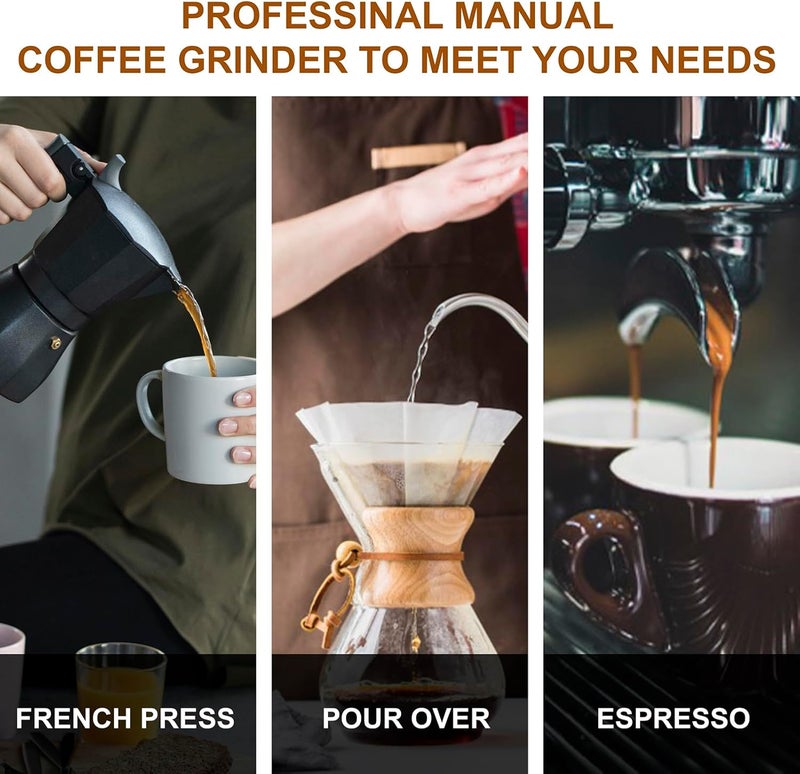 NewlukPro M6 Manual Coffee Grinder,Conical Hexagonal Burr & Double Bearings for Smooth Grinding,Designed for Espresso Pour Over French Press,25g Capacity,Compact & Portable,Gifts for Coffee Lovers - Image 3